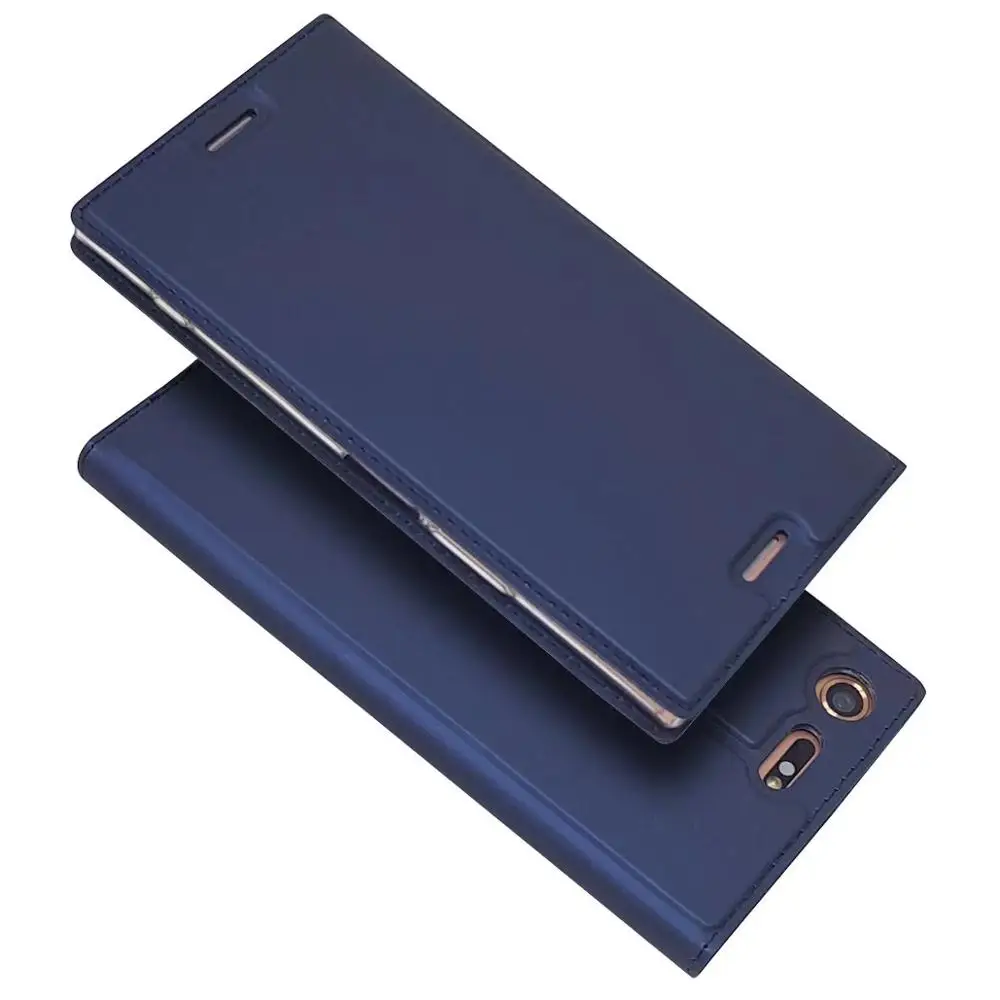 Для Sony Xperia XZ1 компактный раскладной Магнитный чехол Kickstand карта Книга защитный чехол закрытый кожаный чехол - Цвет: Синий