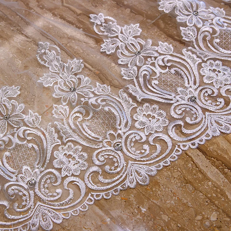 

Aolanes 2018 Luxury 3m Wide 3.5m Long Nature white Lace Edge Two-layer Wedding Veil Bridal Veils With Comb Wedding Accessories