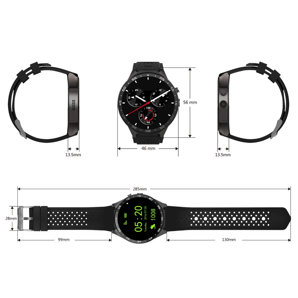 Оригинальный KW88 электроники 3g WCDMA WI-FI 1 39 &quotSmartwatch сотовый телефон все-в-одном