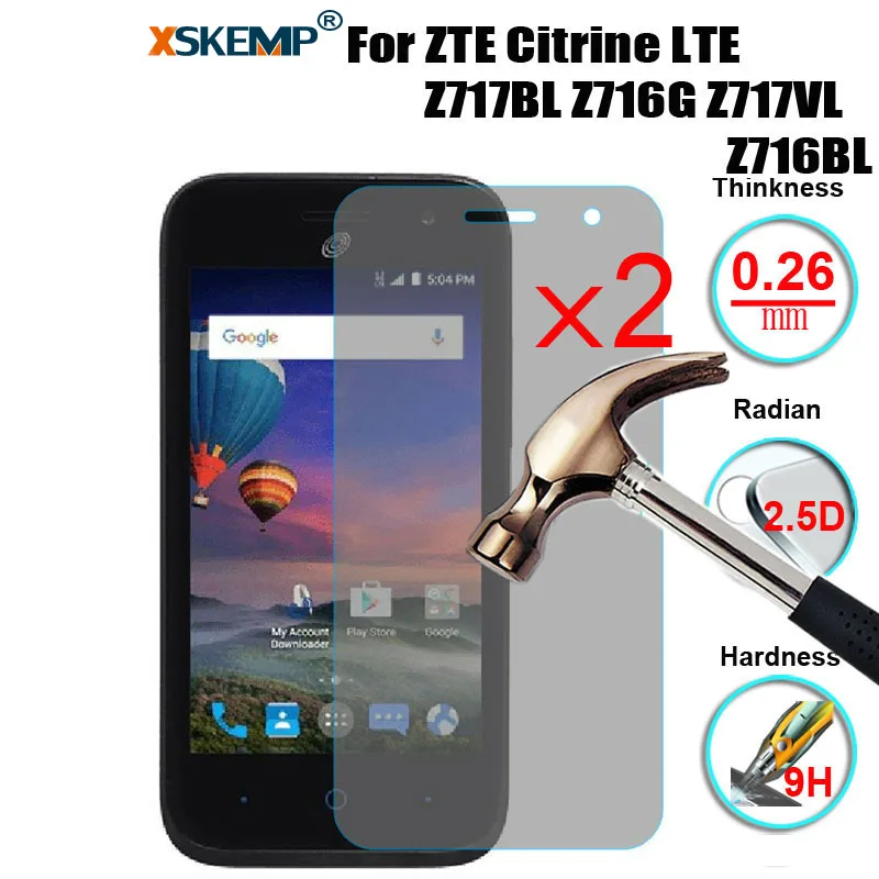 XSKEMP 2 шт./лот защита для экрана закаленное стекло ZTE цитрин LTE Z717BL Z716G Z717VL Z716BL