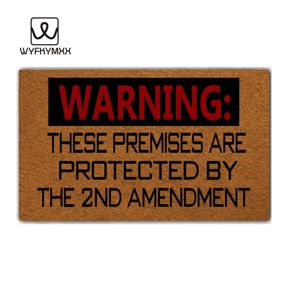 

Funny doormat These Premises are Protected by The 2Nd Amendment woven outdoor mat design outdoor entrance doormats