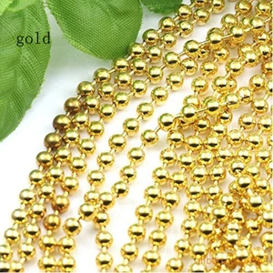 gold 10 м/лот 1,2 мм золото/черный/шарик серебряного цвета бусины цепи ожерелье металлические цепочки для медальона для DIY браслеты ювелирных изделий F680C - Цвет: gold