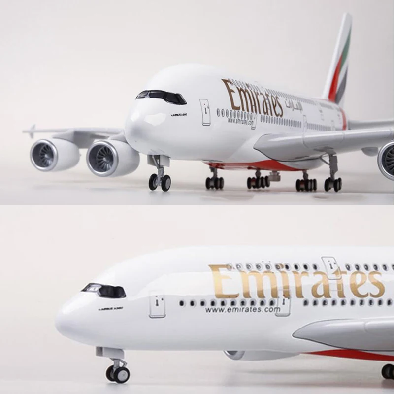 1/160 масштаб 45,5 см модель самолета Airbus A380 EMIRATES модель самолета с подсветкой и колесом литая под давлением пластиковая полимерная игрушка самолет