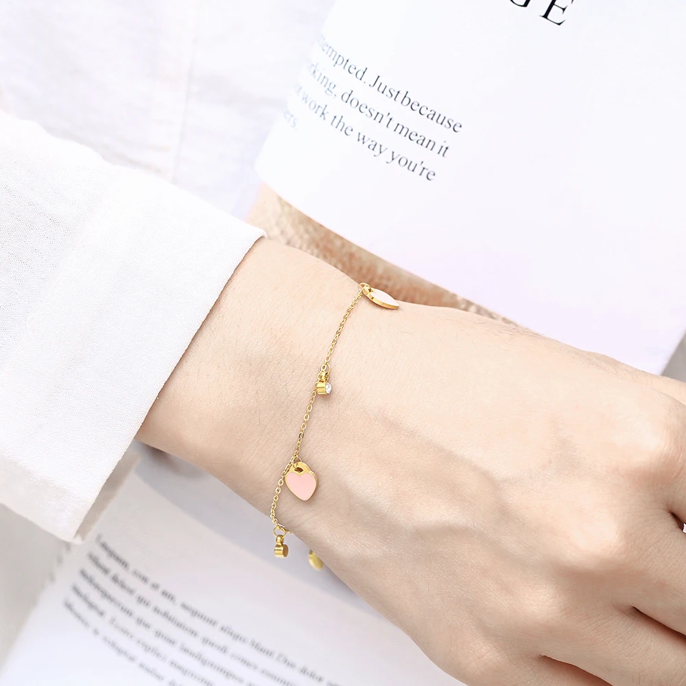Ювелирные изделия из нержавеющей стали braclet сердце счастливое очарование цепь