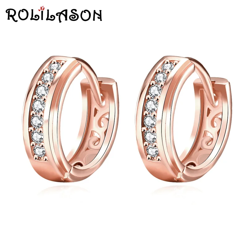 Женские серьги ROLILASON easy chic повседневные для офиса с белым Цирконом в виде розы JE1184