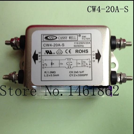 CW4-20A-S AC 250V EMI фильтр источника питания фильтр очиститель электростатическое электрическое оборудование 110-250V20A