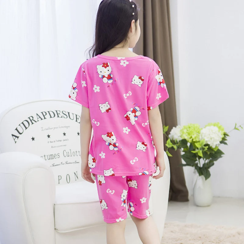 Летние детские пижамы детская одежда комплект дышащий молочного шелка удобные