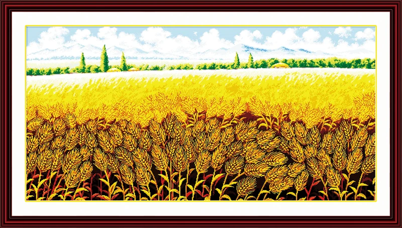

New Harvest cotton Scenery home decor wholesale Cross Stitch kits 14ct white 11ct print embroidery DIY handmade needlework wall