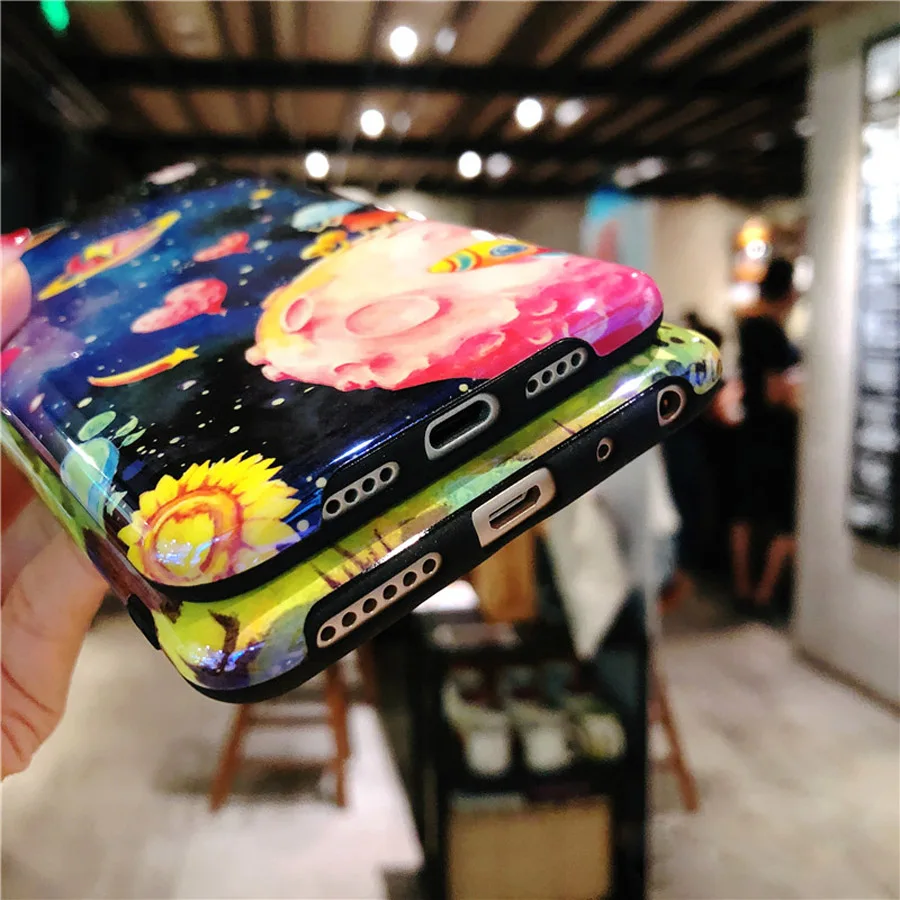 Чехол из ТПУ с изображением космоса для xiaomi redim note 7 mi 9 8 se A2, чехол, Модный мягкий силиконовый чехол для телефона с рисунком blue ray