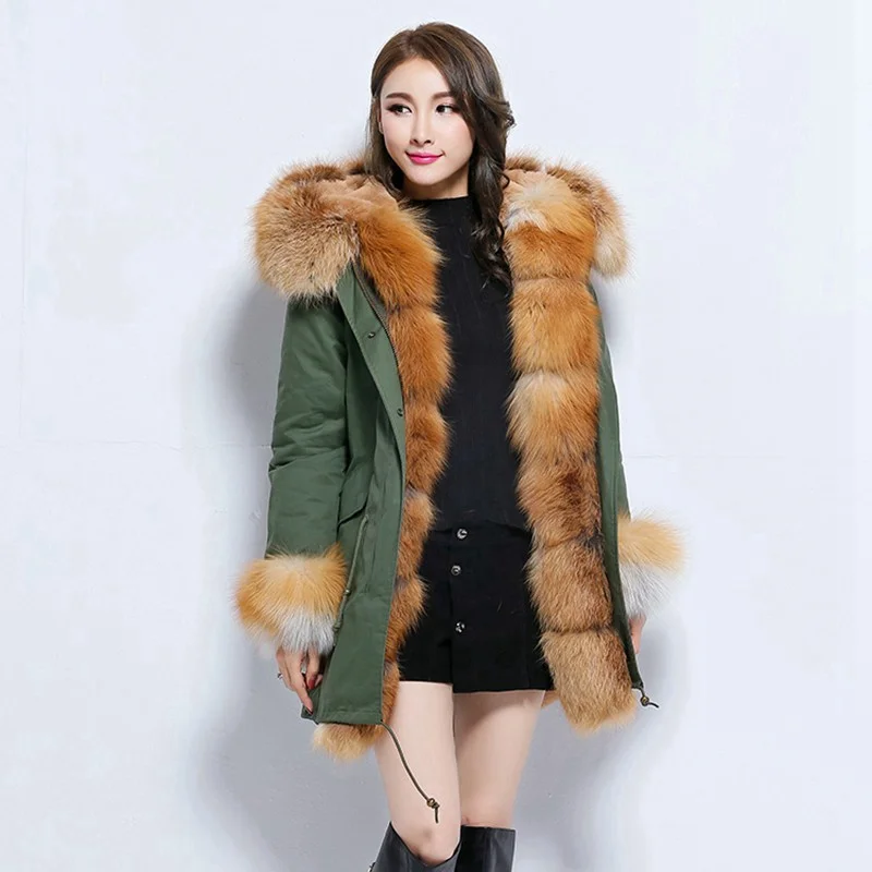 Women Winter Jacket 2017 Vintage Long Parka Coat Fur Jackets Real Fox Collar Fashion Russian Style Hooded Coats Thick Parkas | Женская