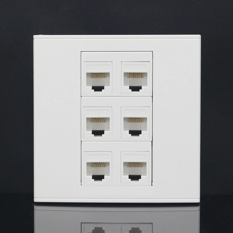 6 портов 86 мм cat6 Keystone настенная панель лицевая Rj45 jack модульная Лицевая розетка