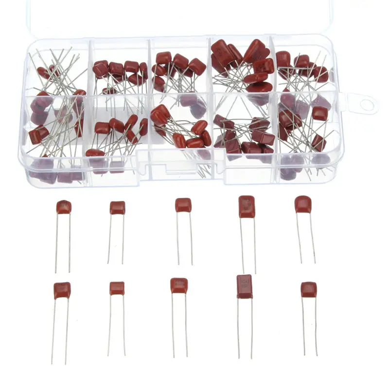 100 шт. набор конденсаторов для металлизированной полиэфирной пленки 10 нФ ~ 470 НФ
