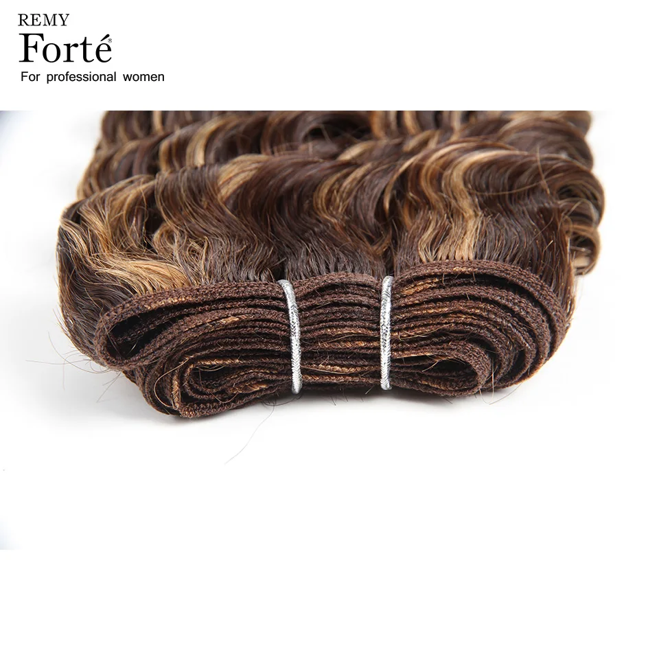 Remy Forte Deep Wave Bundles Remy Brazilian Hair Weave Bundles P4/27 P4/30 Human Hair Extension Single Bundles Hair Vendors