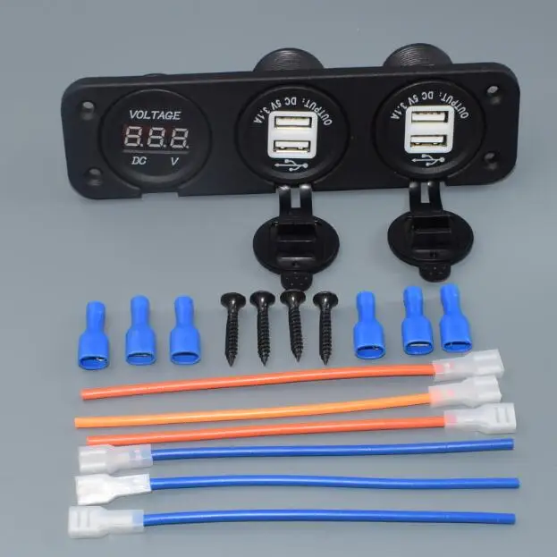 v-usb-usb Shhworld Sea двойная розетка для автомобильного прикуривателя Разветвитель 12В USB 2.1A 1A адаптер питания зарядное устройство вольтметр - Название цвета: v-usb-usb