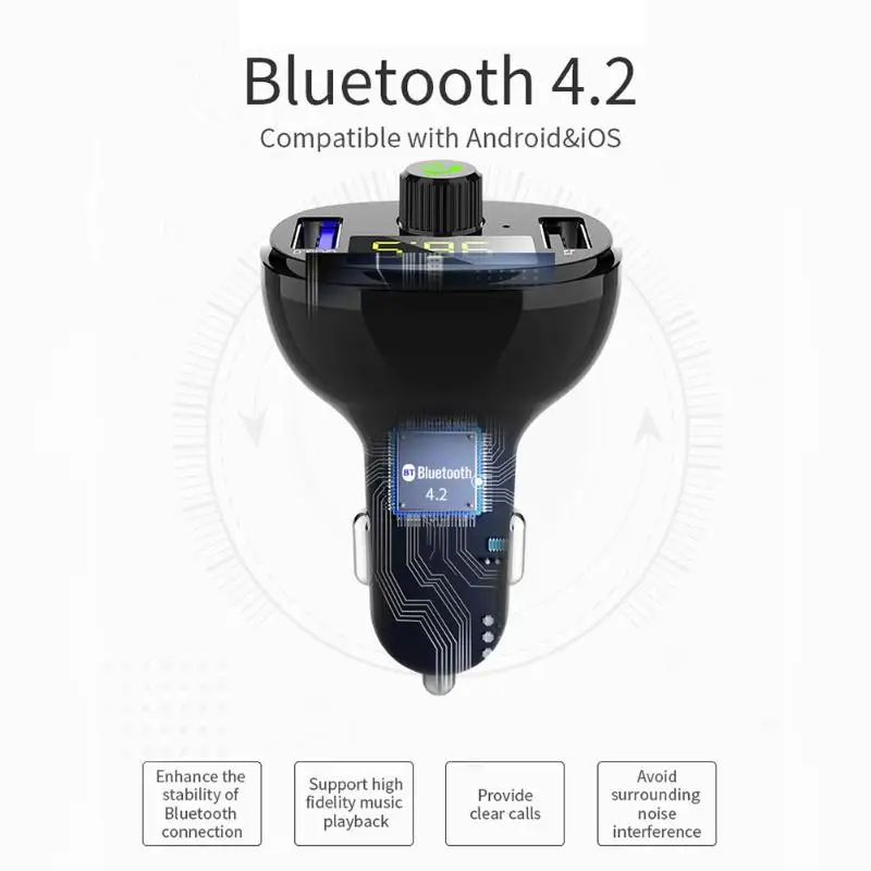 QC3.0 беспроводной Bluetooth автомобильное USB зарядное устройство FM модулятор