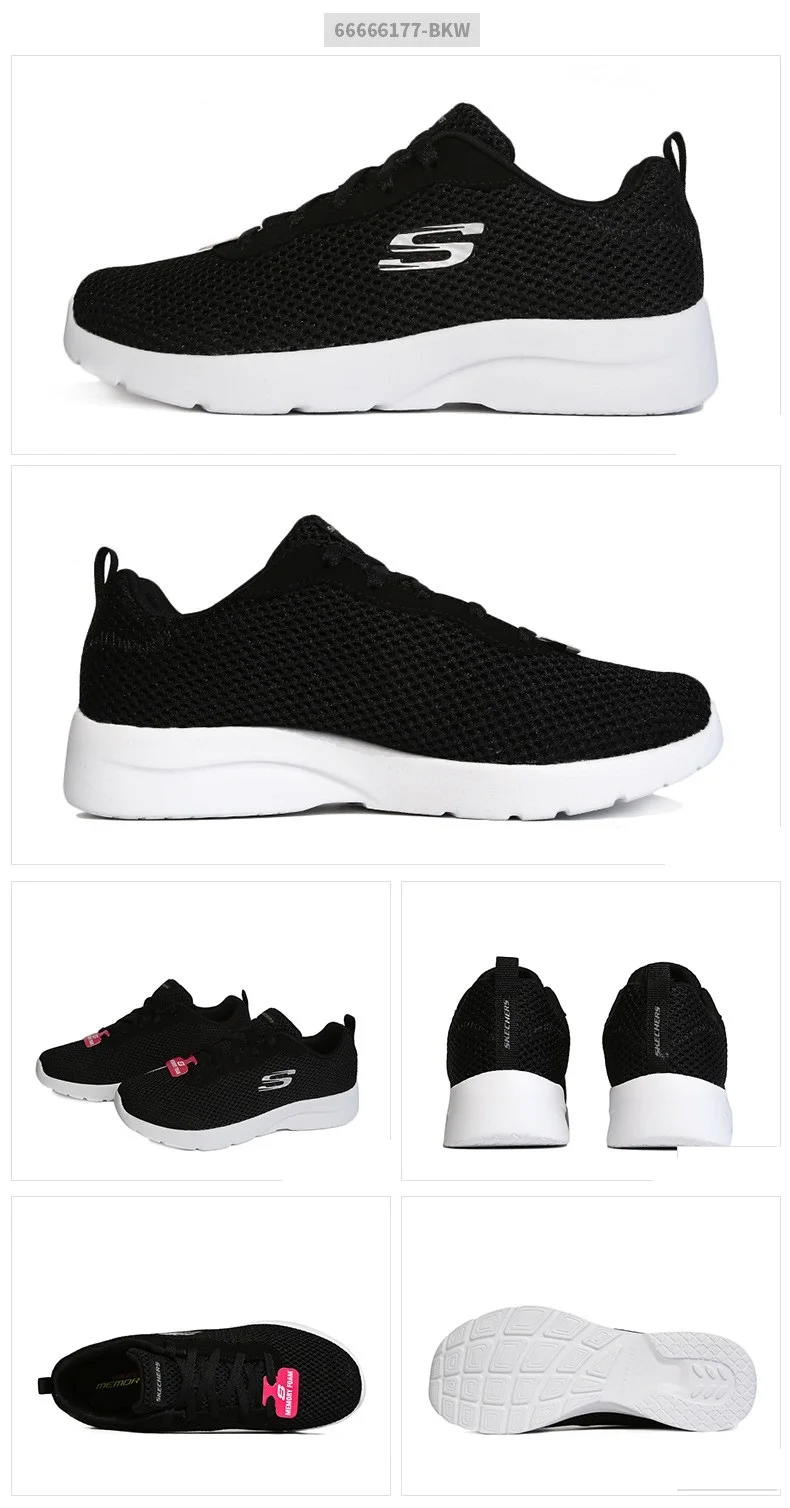 Skechers/; брендовая дизайнерская спортивная обувь для бега; дышащие кроссовки; сезон весна; удобная повседневная обувь на шнуровке для женщин; 66666177-BKW