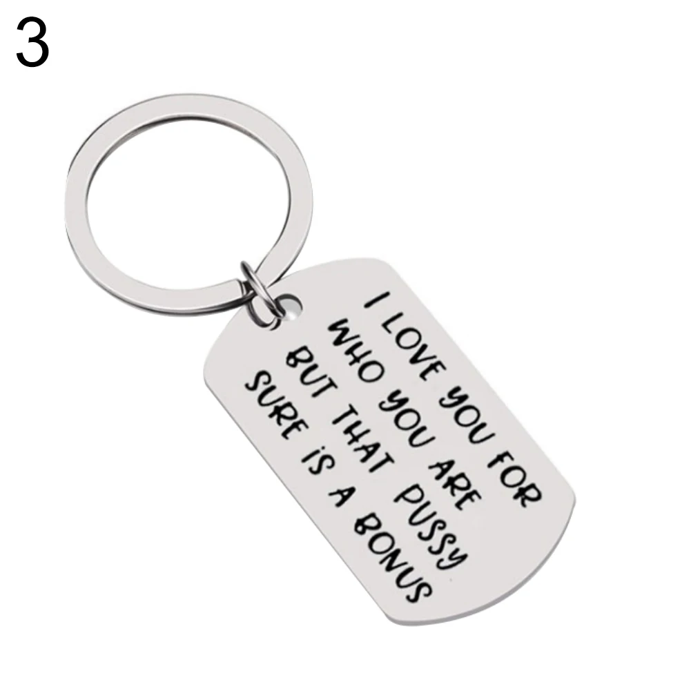 English Letter I Love You For Who You Are Dick/Pussy Keychain Key Ring Holder Simple stainless Steel key Ring Steel Keychain