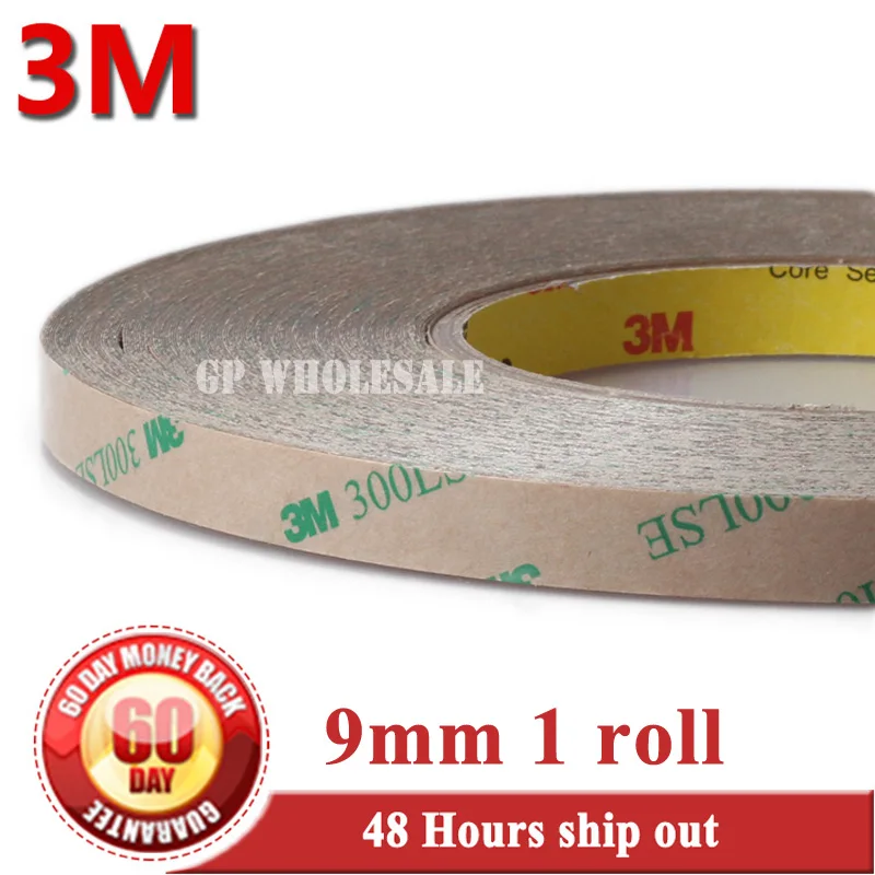 

1x 9mm*55M*0.17mm 3M 9495LE 300LSE Super Strong Sticky Double Sided Adhesive Tape High-temp. Withstand Industrial Bond #2105