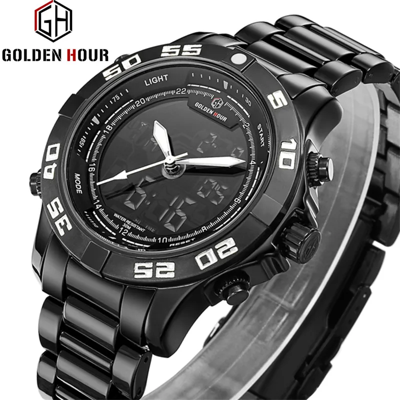 Goldenhour мужские Часы Лидирующий бренд Люкс Спорт Кварцевые часы Водонепроницаемый