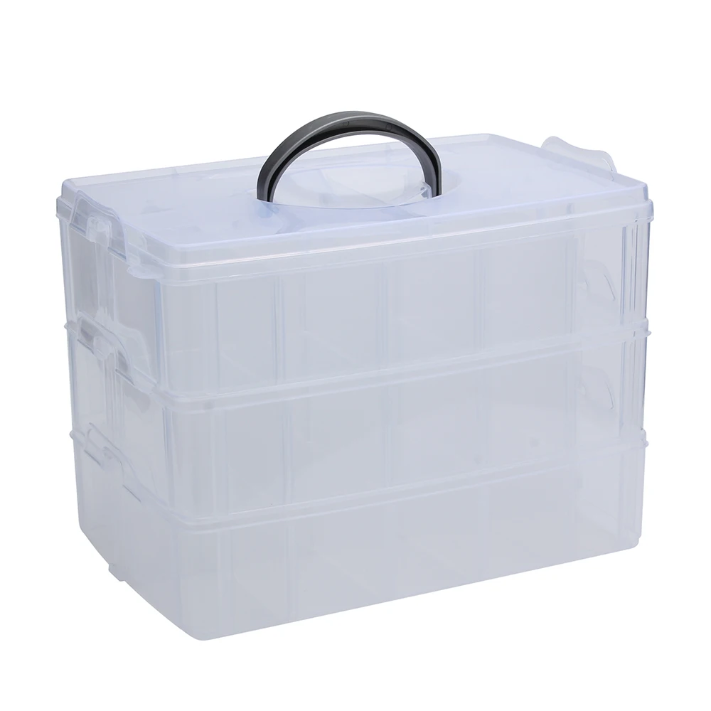 Big Sized Clear Plastic Storage Box Creative Three Layers Removable Jewelry Bead Cosmetics Container Z30 | Дом и сад