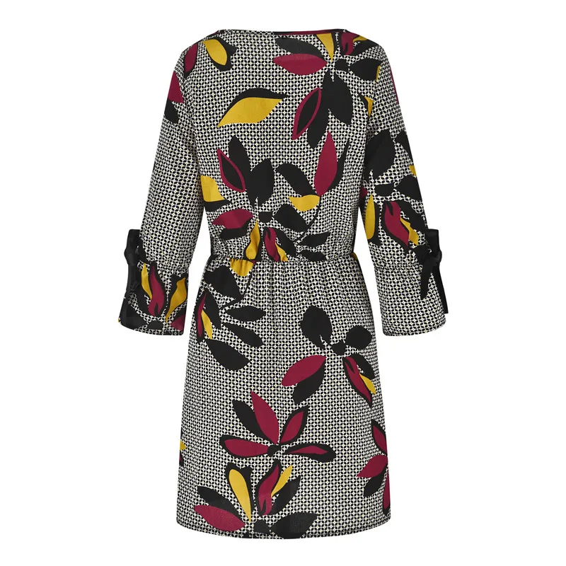 ELSVIOS/женские Платья с цветочным принтом милый мини-сарафан бантом и круглым