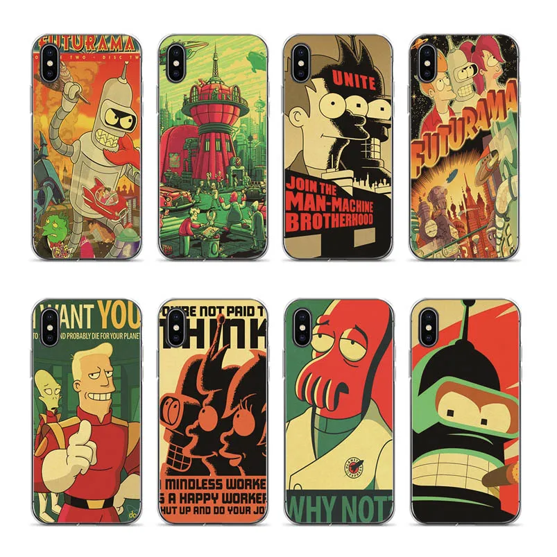 OUTMIX Американский комикс ТВ серия Futurama Оболочка Чехол для телефона iPhone 6S 6 плюс 7 8 5