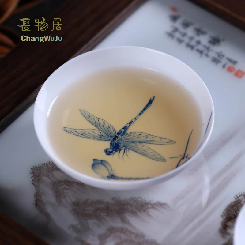 Чашки и блюдца Changwuju в цзиндэчжэне китайская чайная чашка сине белая кунг фу