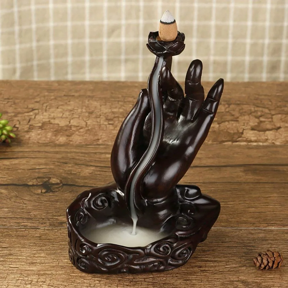Ebony Incense Holder Gesture Incense Smoke Flow Backflow Holder Ceramic Backflow Incense Tower