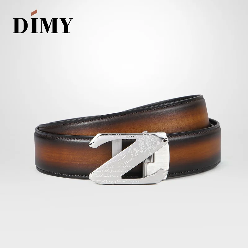 Мужские ремни с автоматической пряжкой DIMY Metal Z винтажные из натуральной кожи