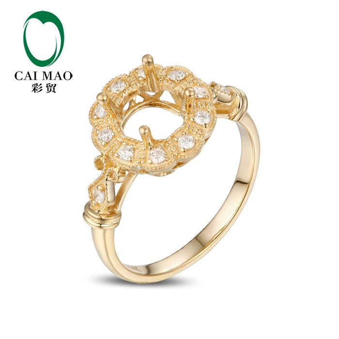 

CaiMao Oval cut Semi Mount Ring Settings & 0.18ct Diamond 14k Yellow Gold Gemstone Engagement Ring Fine Jewelry
