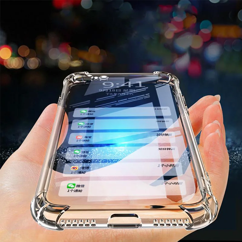 

Anti-fall Shockproof Silicone ClearTransparent case For iPhone 13 12 Mini 11 Pro XS Max Phone case for iPhone 7 6 8 Plus cover
