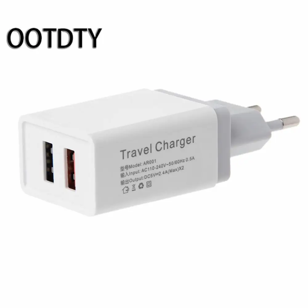 2x USB 1 2 3 портами(стандарт Порты и разъёмы 5V 2.4A путешествия Зарядное устройство Мощность адаптер ЕС штекер для телефонов и планшетных ПК - Цвет: 2x USB