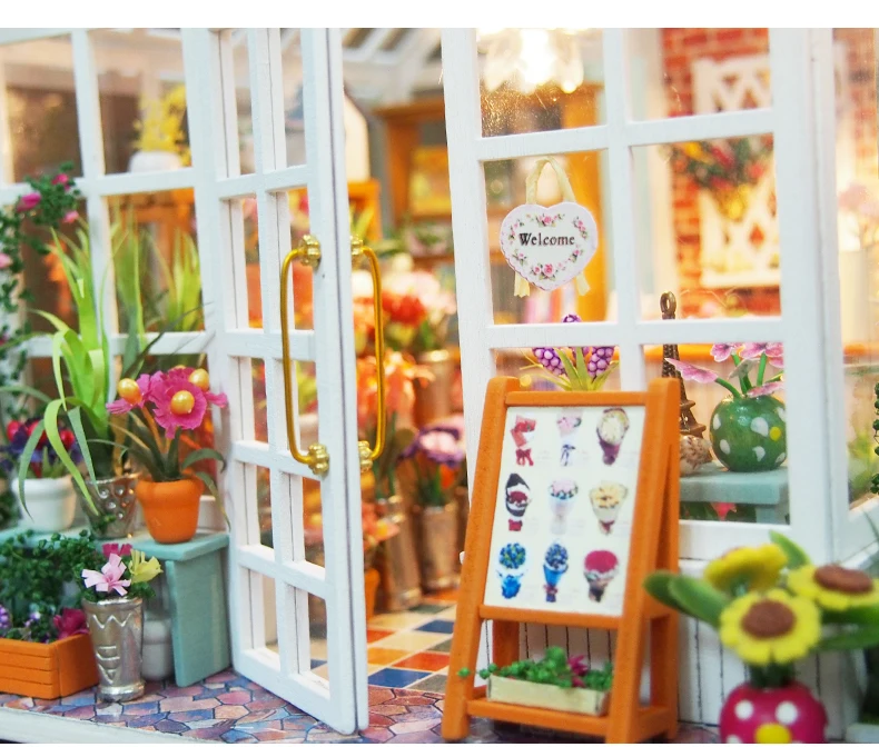 Cutebee DIY House украшения миниатюрные с мебель светодиодный музыкальный Пылезащитный чехол модели, строительные блоки, игрушки для детей, Casa De Boneca A68E