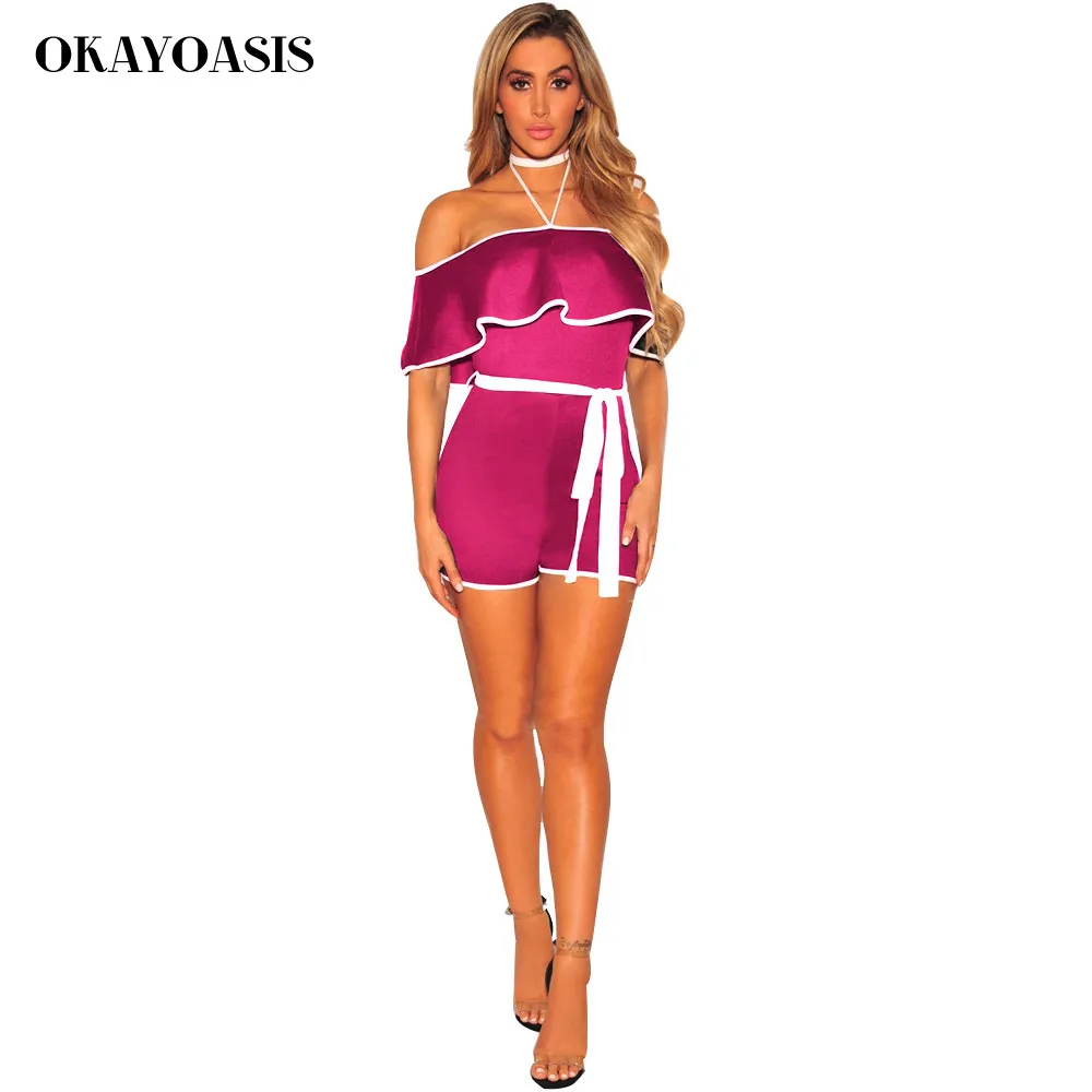Новинка 2018 летние женские комбинезоны OKAYOASIS с оборками соблазнительные Клубные