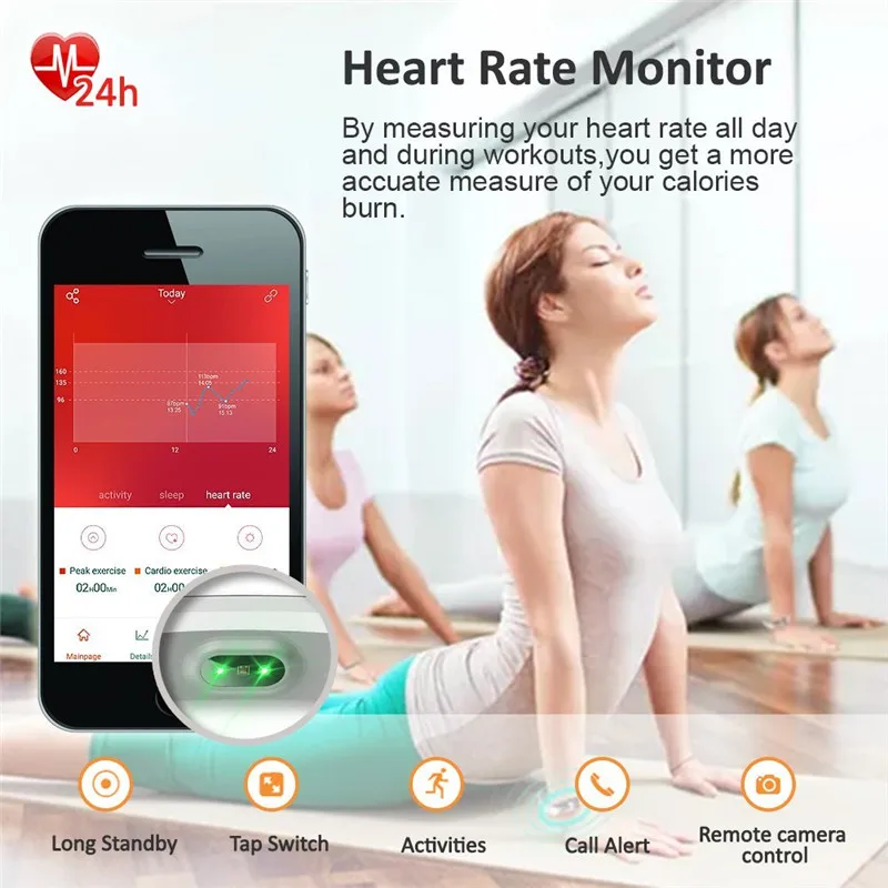 Пульсометр Фитнес Часы Умный Браслет GPS-браслет Трекер активности Шагомер Вибрирующий будильник для Xiaomi On.