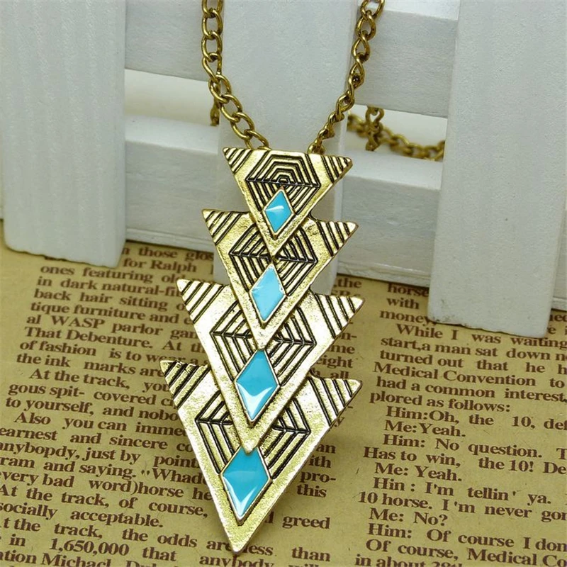 Хит продаж Модные Винтажные ожерелья с подвеской в виде треугольника масляного