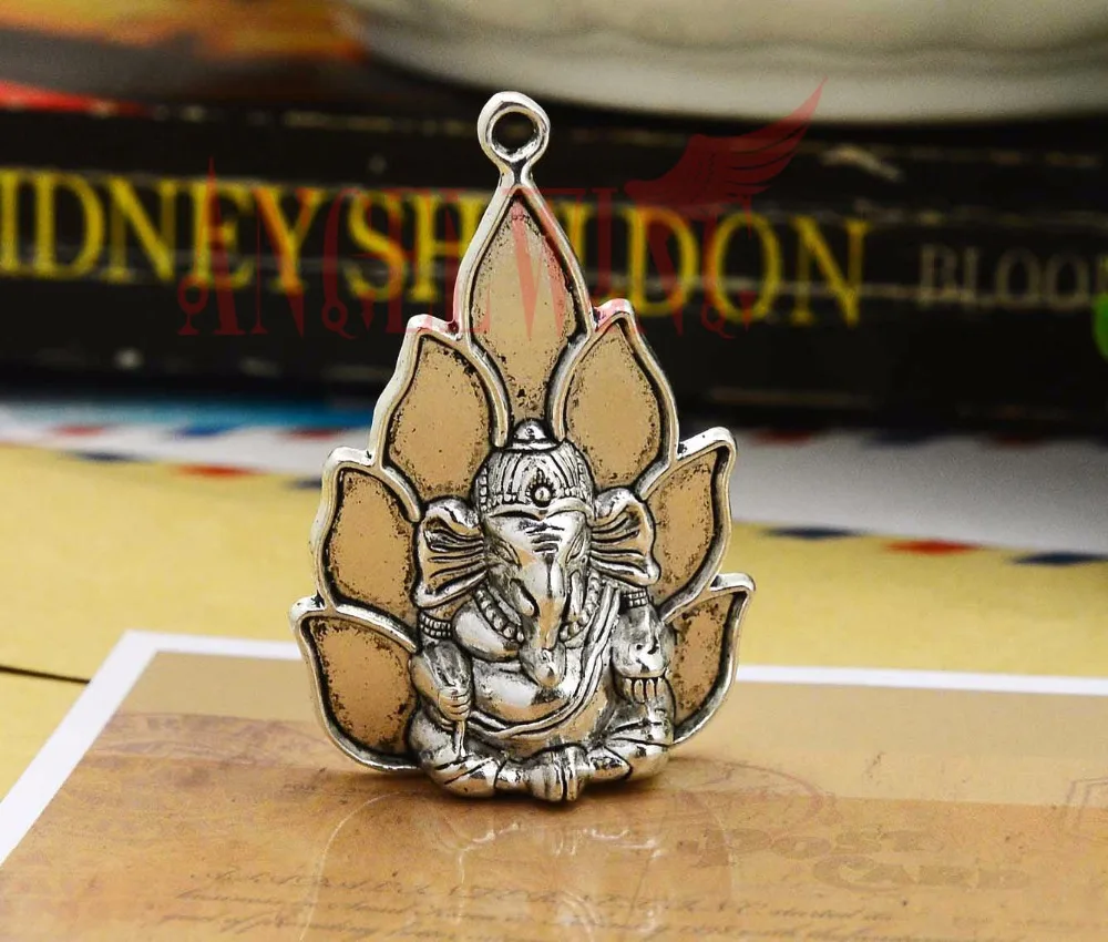 2 шт./лот 35x47 мм Будда шамы античное посеребренное ожерелье Ganesha слон DIY