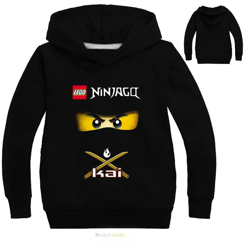 Детская футболка с капюшоном и рисунком ниндзя Ninjago длинными рукавами Свитшот