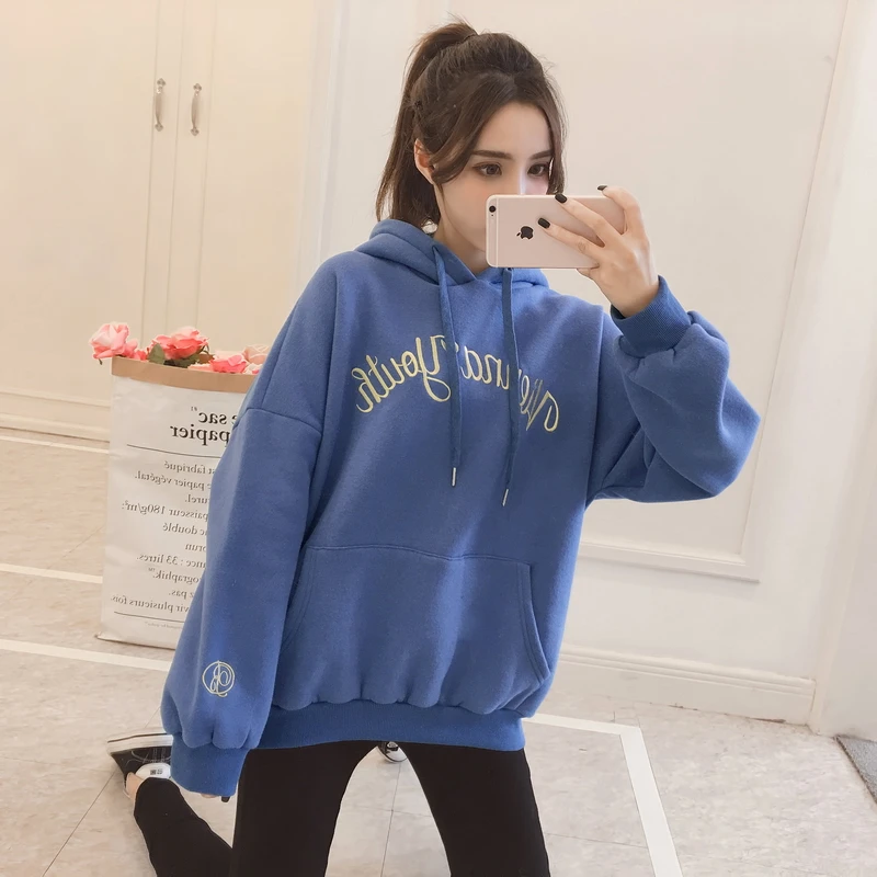 M-XXL повседневное для женщин вышивка письмо толстовки пуловер 4 цвета осень 2018 г.