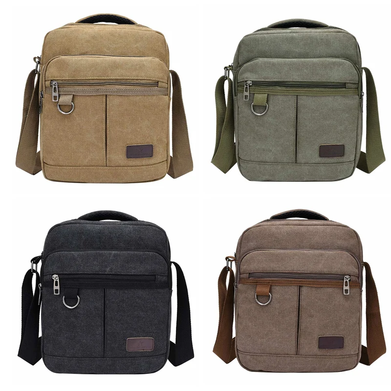 Модные однотонные холщовые повседневные мужские сумки на молнии дизайнерские