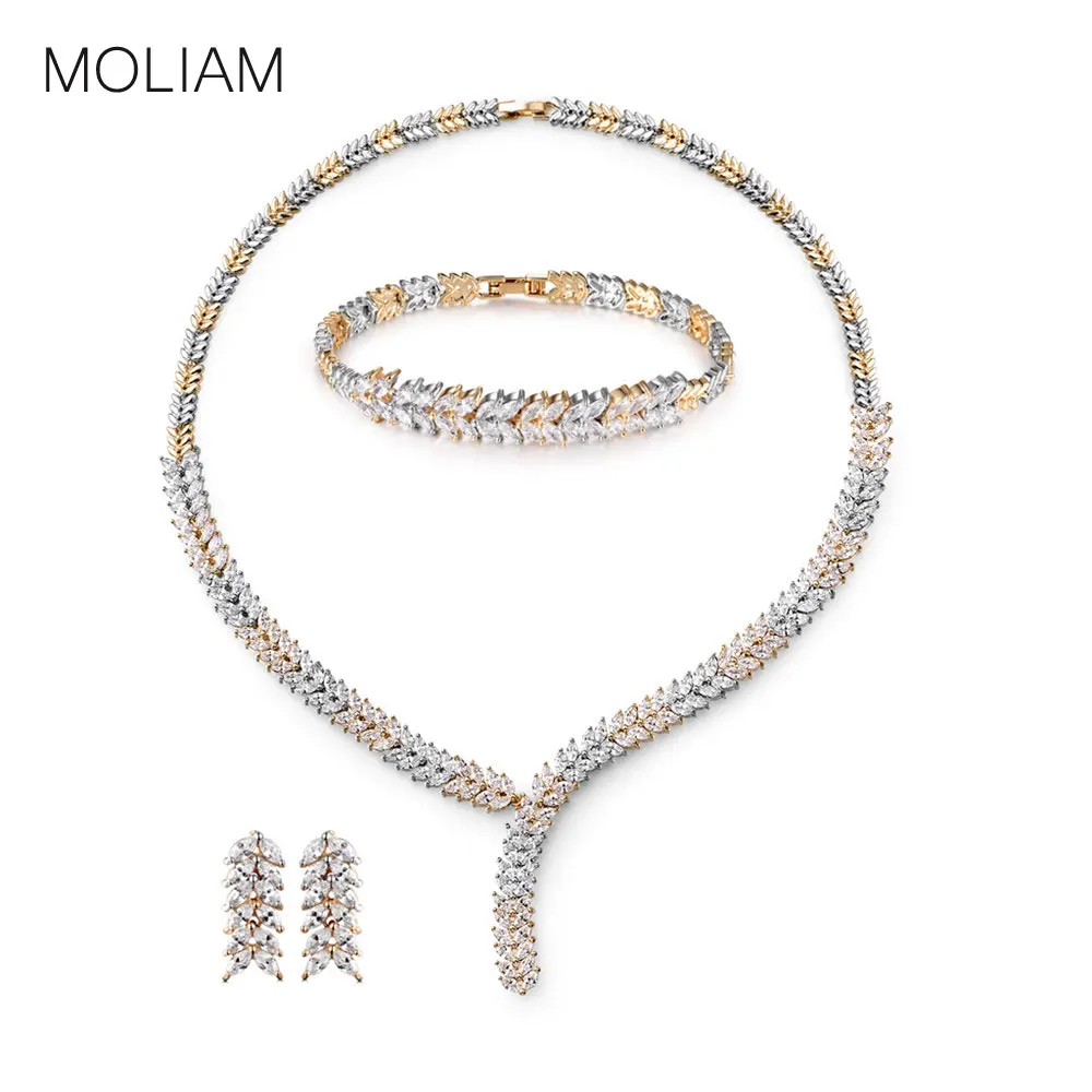 MOLIAM роскошные наборы свадебных ювелирных изделий форма пшеницы элегантный
