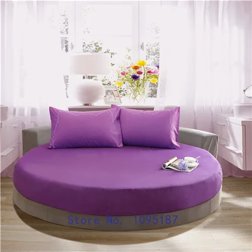 purple Комплект простыней на резинке круглый лист+ наволочка хлопок простыня 3 шт./компл. круг упругой покрывало super king size простыня - Цвет: purple