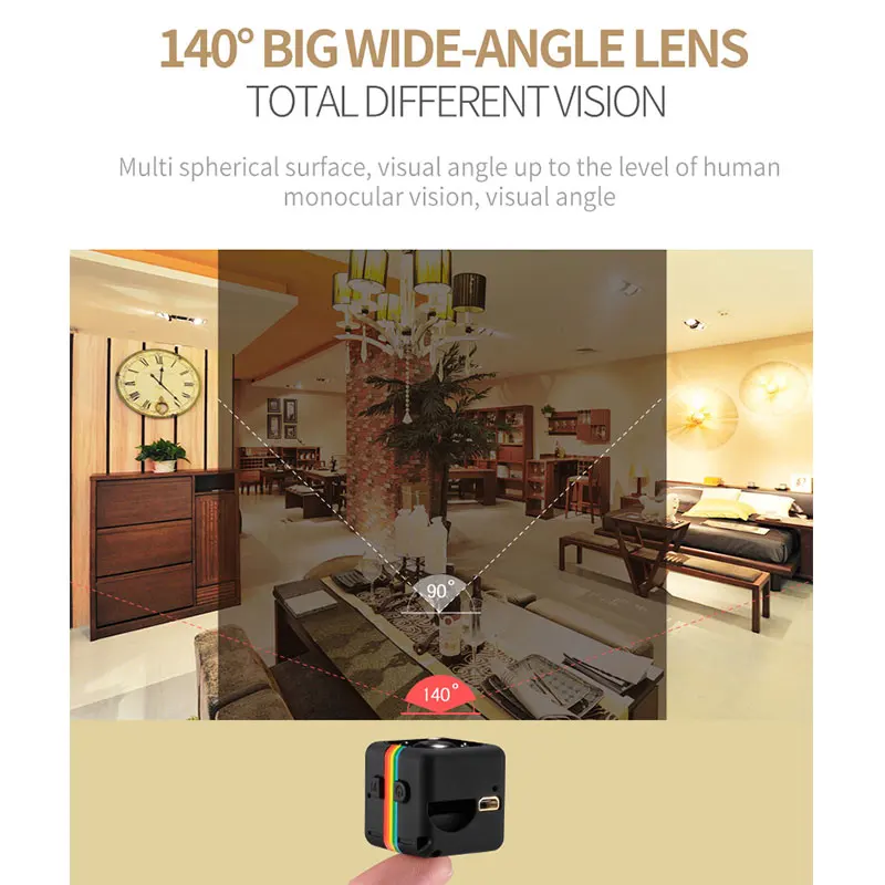 140 Degree Big Wide Angle Mini Camcorder Night Vision Small Camera 1080P HD DV Motion Detection | Электроника