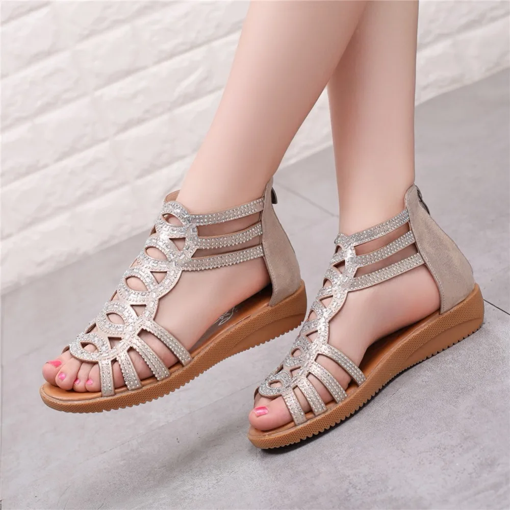Женские сандалии на плоской подошве GKTINOO повседневные гладиаторы в римском стиле