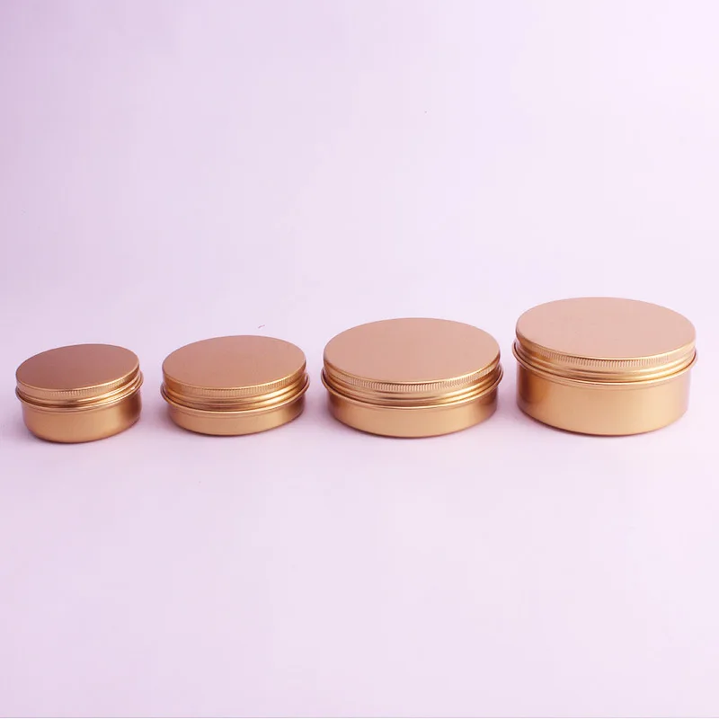 

50ML 60ML 100ML 150ML Cosmetic Packing Box Gold Cream Container Screw Cap Metal Tea Jar Soap Box Tin Cans Aroma Candle Box