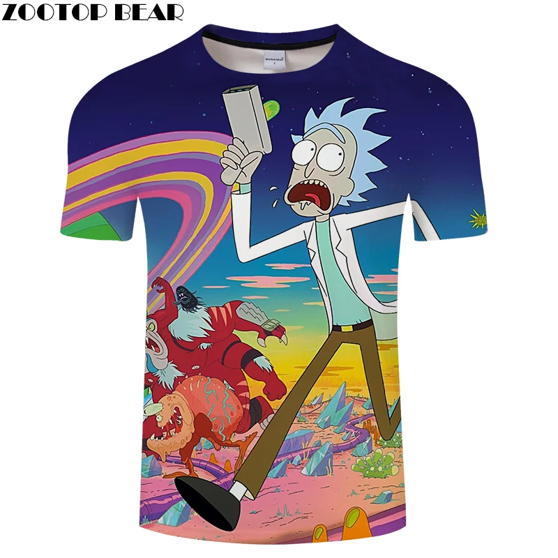 Мужская футболка с 3D принтом Rick & Morty забавная летняя коротким рукавом для
