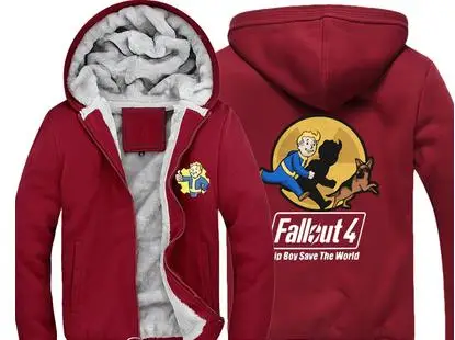 Игра Fallout 4 Hoodie Pin Boy Save The World принт на молнии Кардиган Толстовка супер теплое плотное флисовое пальто для мужчин и женщин