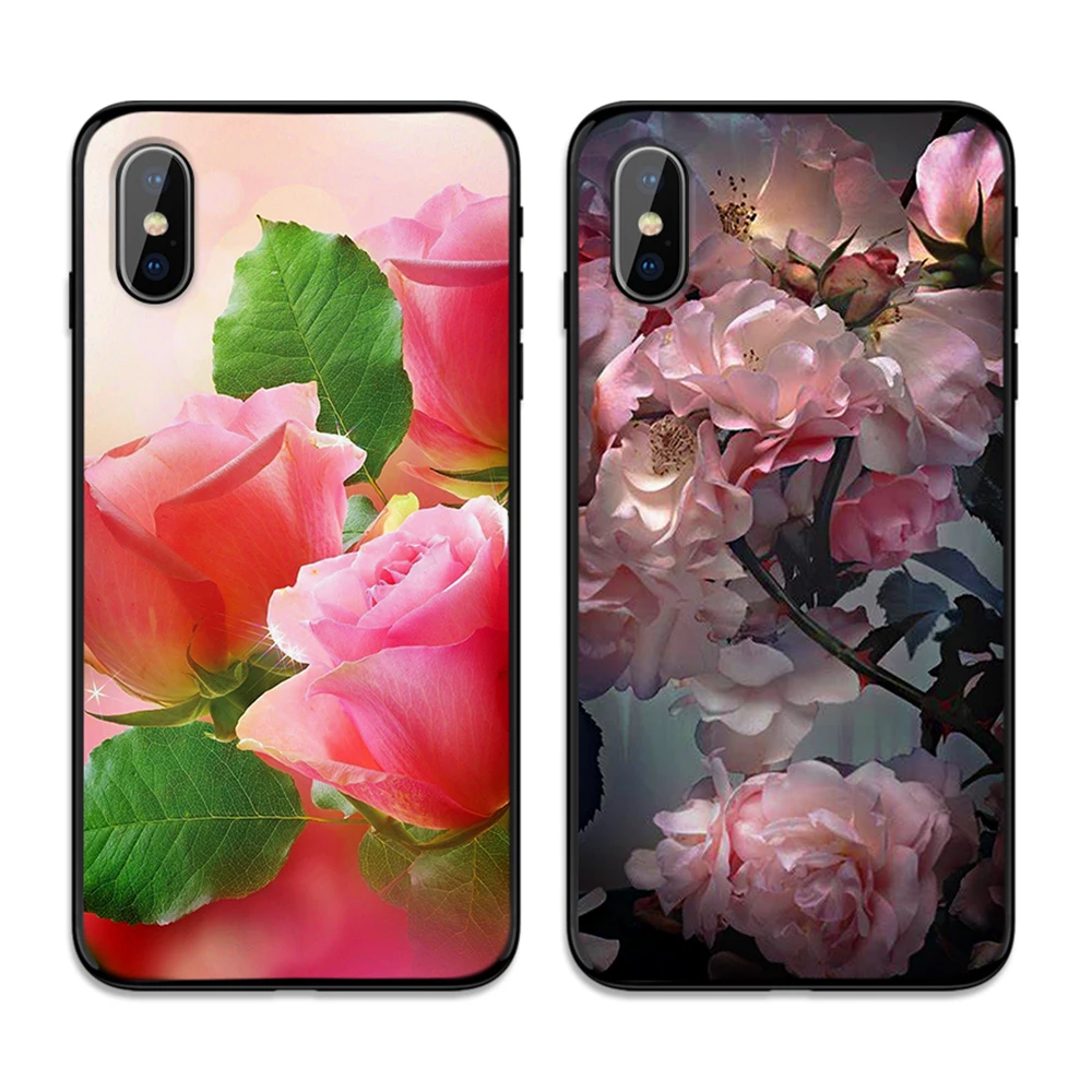 Beautiful rose lily peony vase Soft TPU Case Cover for Apple iPhone 6 6S 7 8 Plus 5 5S SE X XS MAX XR Silicone Cases | Мобильные