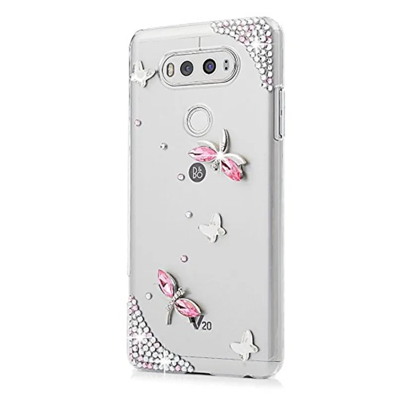 Luxury 3D Bling Rhinestone Butterfly Diamonds Case for LG V30 V20 V10 G5 G6 G8S K10 K8 2018 Q6 Q7 Stylo 4 G3 G4 Stylus 3 Plus |