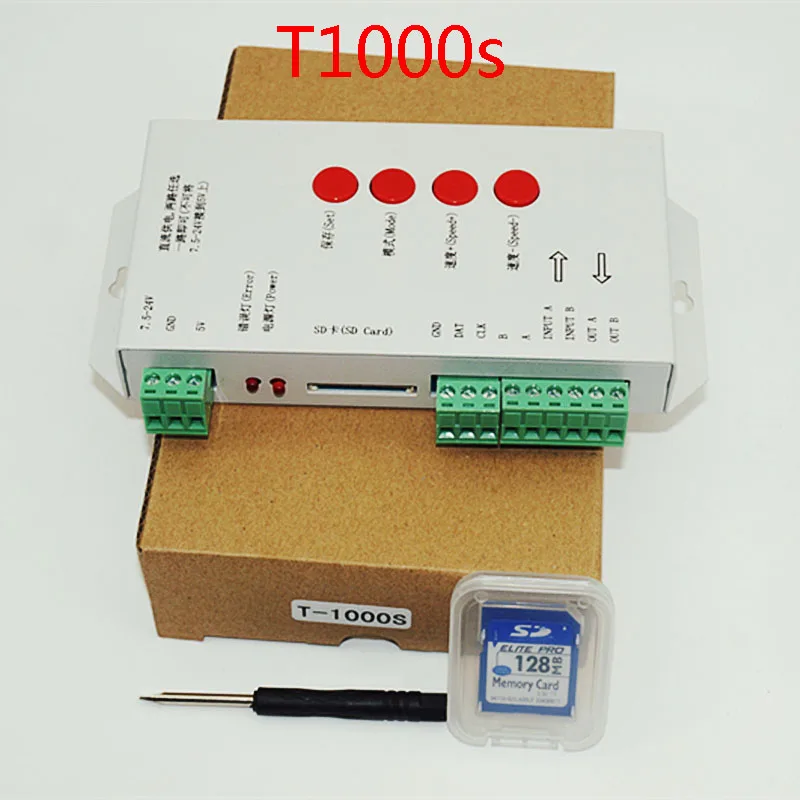

SD-карта T1000S, WS2801, WS2811, WS2812B, LPD6803, светодиодная подсветодиодный ка, 2048 пикселей, контроллер постоянного тока 5 ~ 24 В, фотоконтроллер RGB